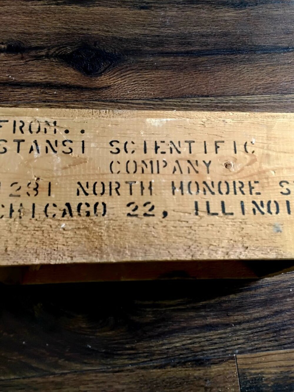 Antique Wooden Crate from " Stansi Scientific Co." 11" x 5.5"